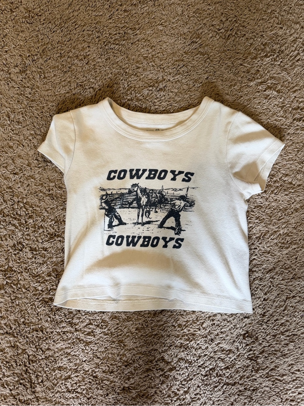 Vintage Brandy Melville White Tee with black Cowboys Graphic